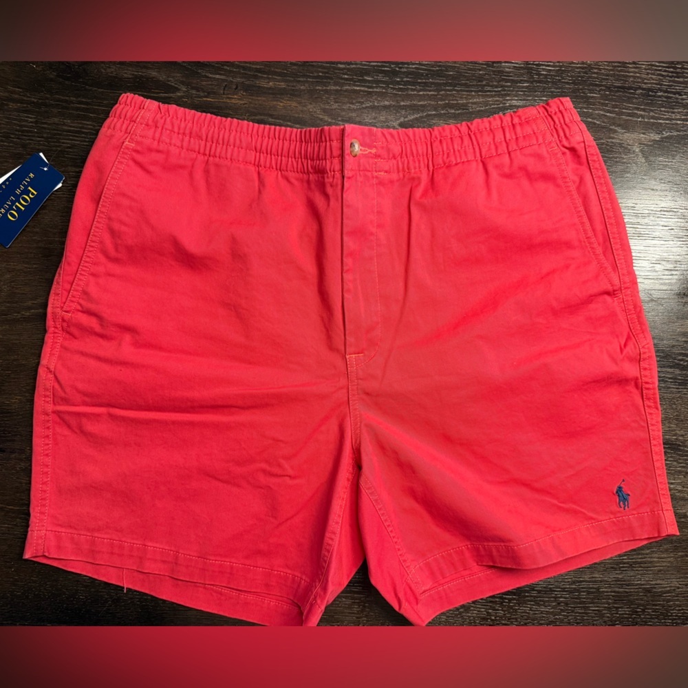 Polo by Ralph Lauren Red Flat Front Men Shorts